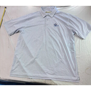 Donald Ross Sportswear Golf Polo Shirt Men's XL White Blue striped Short Sleeve